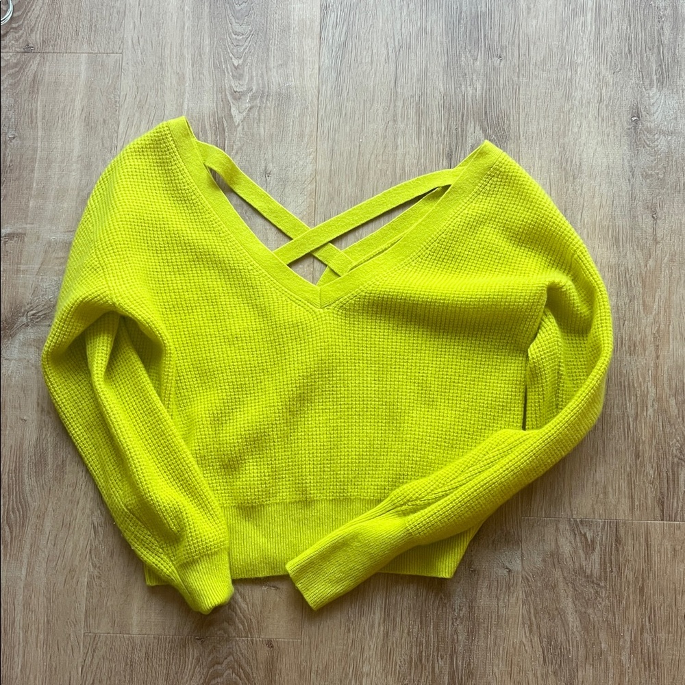 Maeve Yellow Off-the-Shoulder 100% cashmere sweater